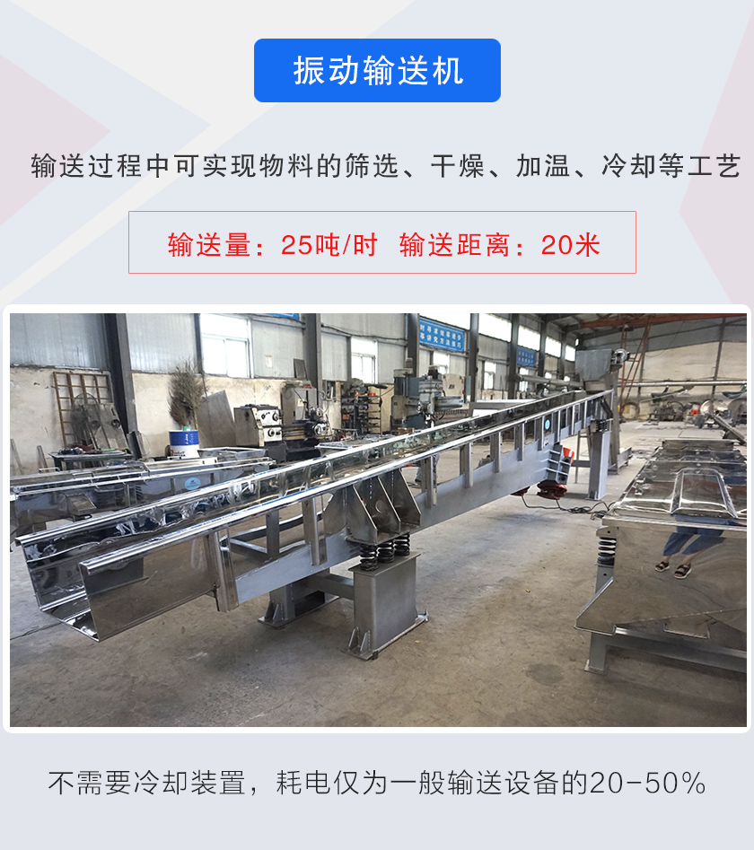 輸送過(guò)程中可實(shí)現(xiàn)物料的篩選、干燥、加溫、冷卻等工藝